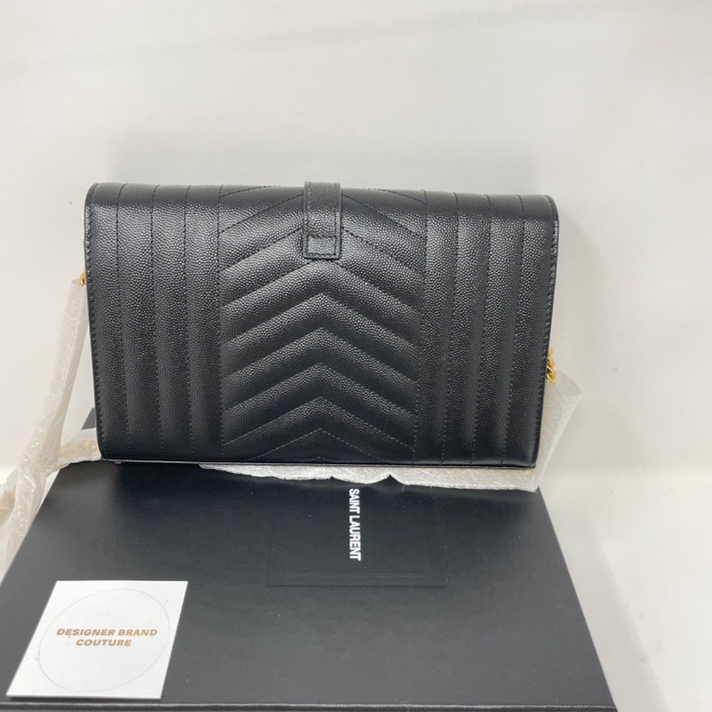 Brand New Saint Laurent Tri Quilt Envelope Chain Wallet - Picture 3 of 7